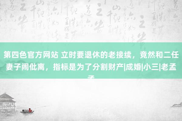 第四色官方网站 立时要退休的老接续，竟然和二任妻子闹仳离，指标是为了分割财产|成婚|小三|老孟