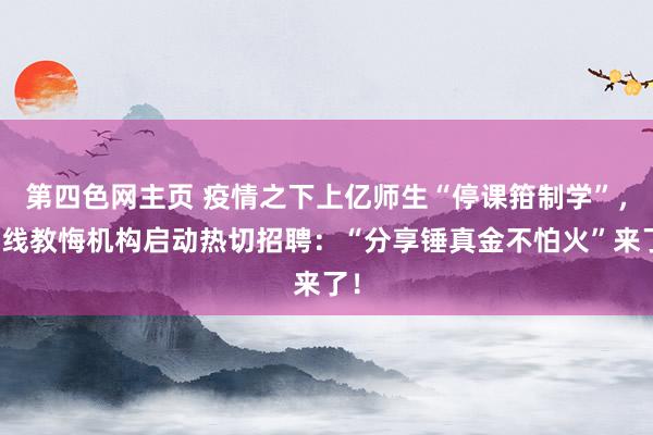 第四色网主页 疫情之下上亿师生“停课箝制学”，在线教悔机构启动热切招聘：“分享锤真金不怕火”来了！